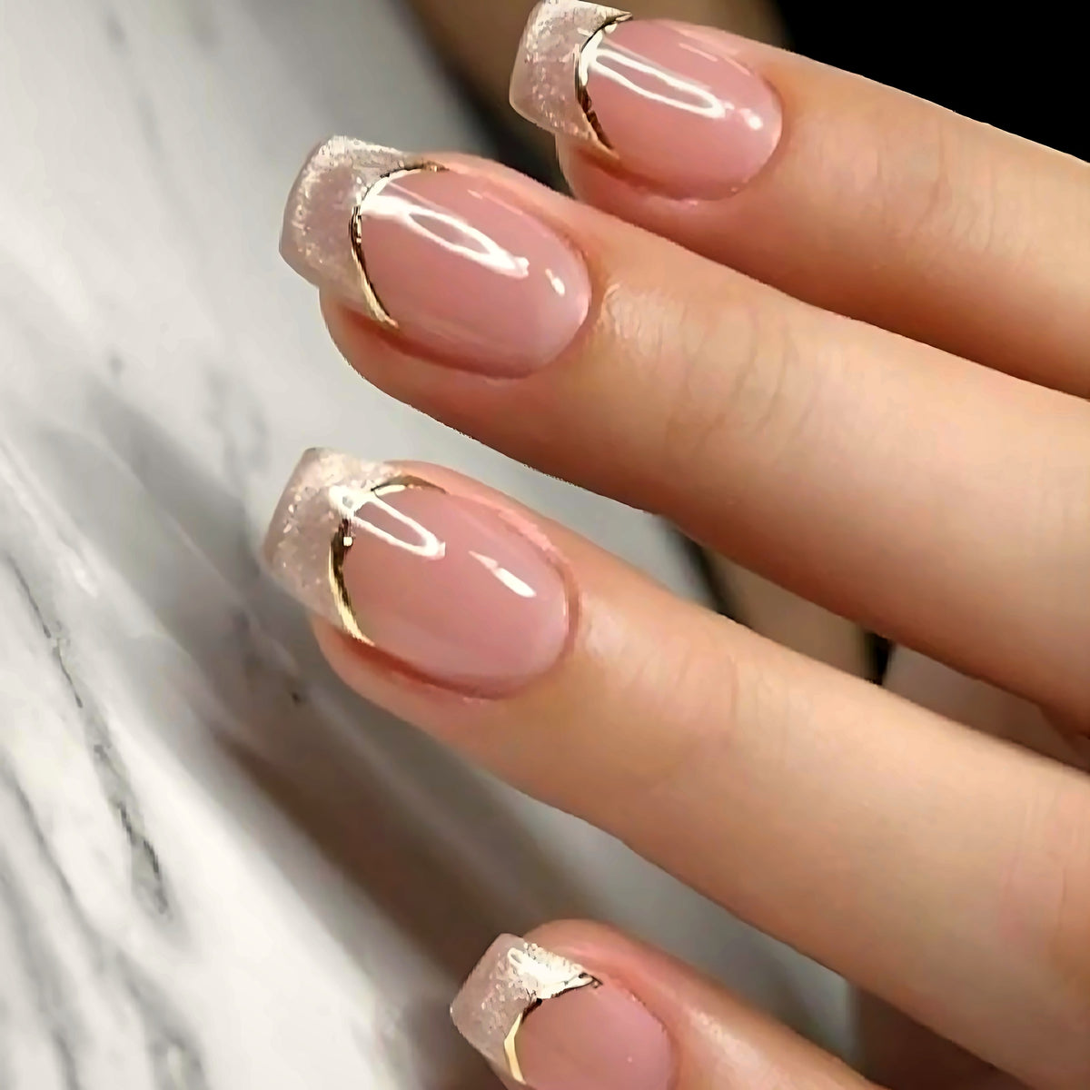 Selah Luxe Official Gilded Nude press-on nails, French tip, nails-only refill set
