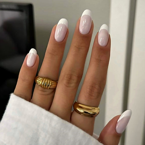 Selah Luxe Official Milky Pearl press-on nails, French tip, with application kit