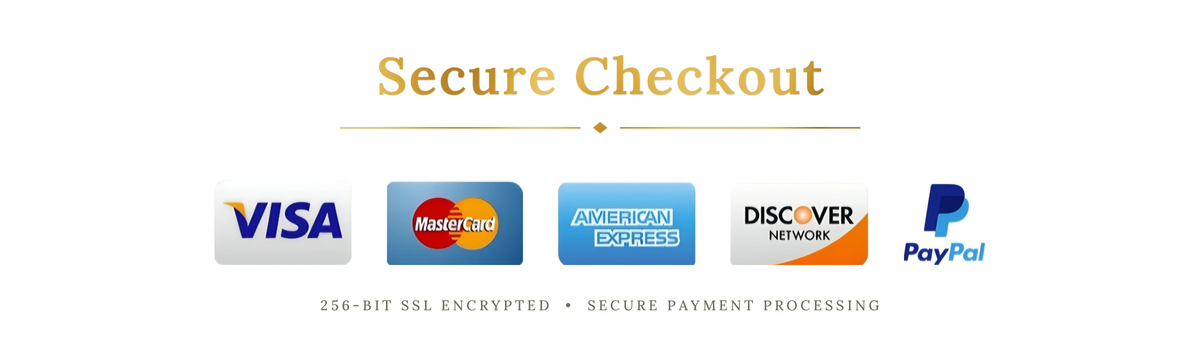 Secure checkout. Visa, Mastercard, American Express, Discover and PayPal accepted