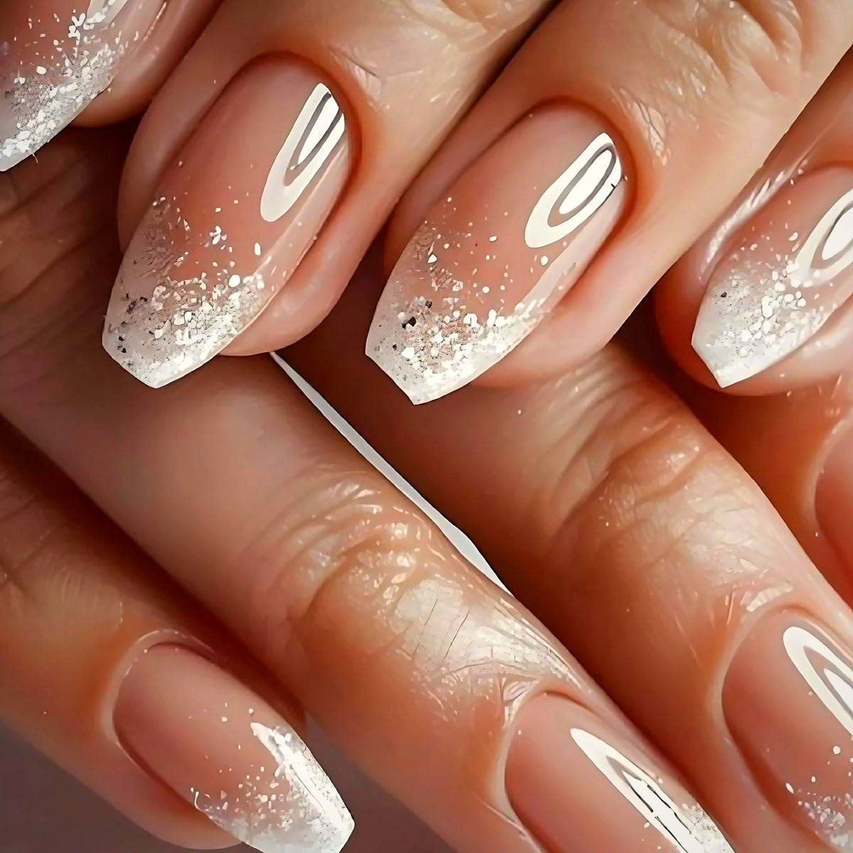 Selah Luxe Official Snow Shimmer press-on nails, glitter, nails-only refill set