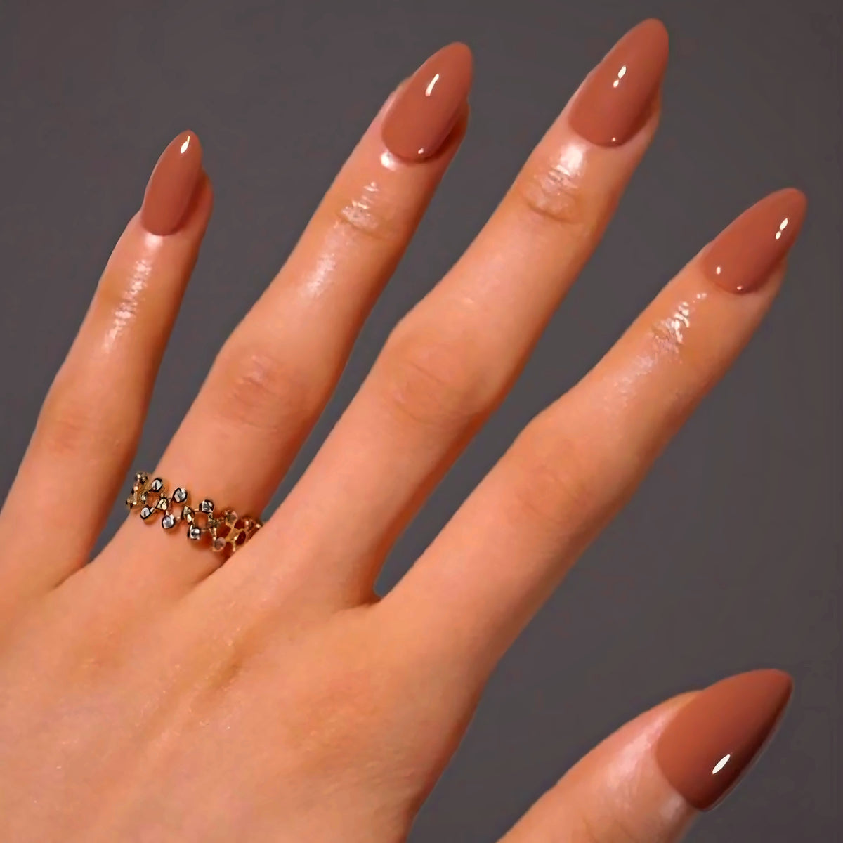 Selah Luxe Official Terracotta press-on nails, solid color, nails-only refill set with application kit.